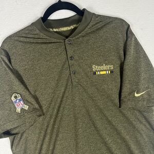 Nike NFL Salute To Service Polo Shirt Mens Large Pittsburgh Steelers Olive Camo